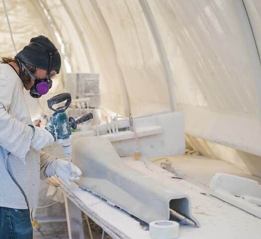 Pilasters getting a gel coat.
